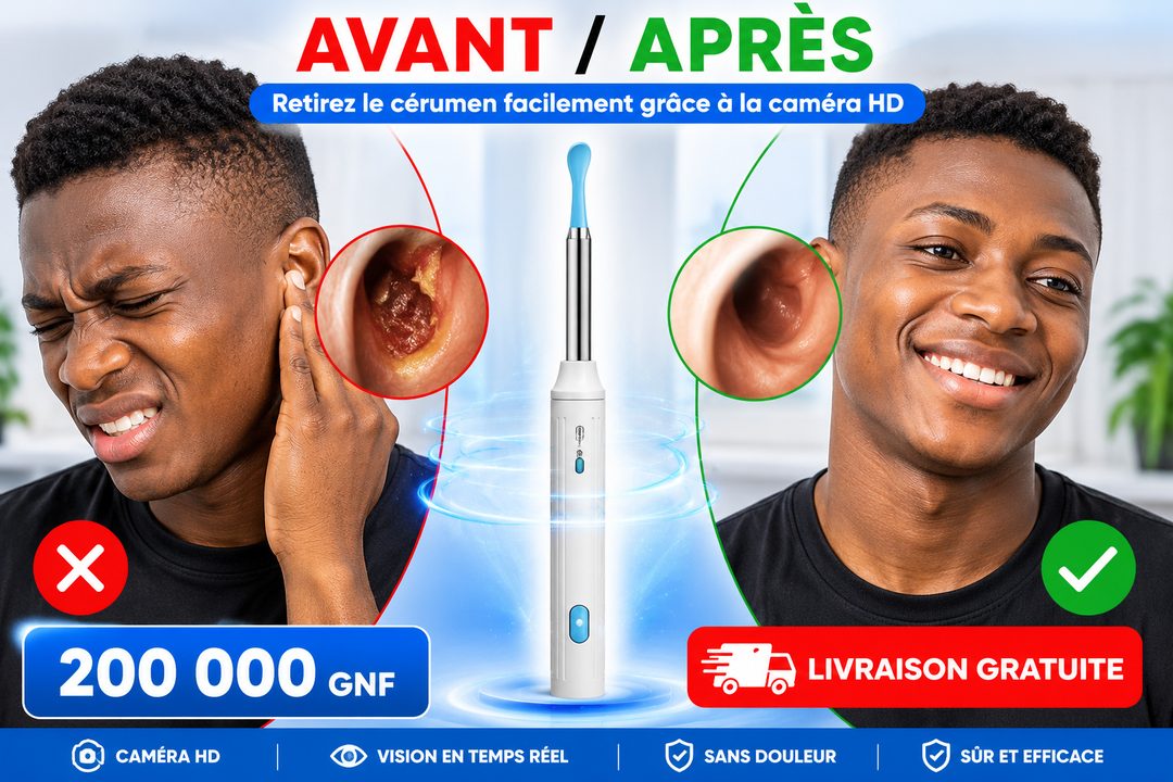Avant et après : oreille bouchée puis oreille propre grâce à OtoClean